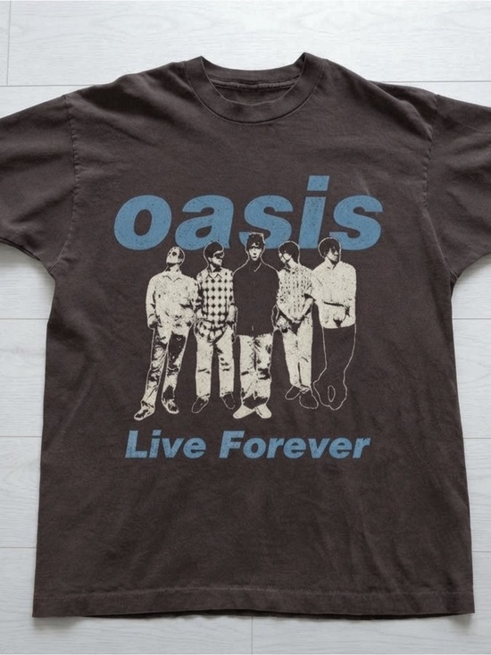 Gildan Other - Gildan Oasis "Live Forever" Graphic Brown Tee